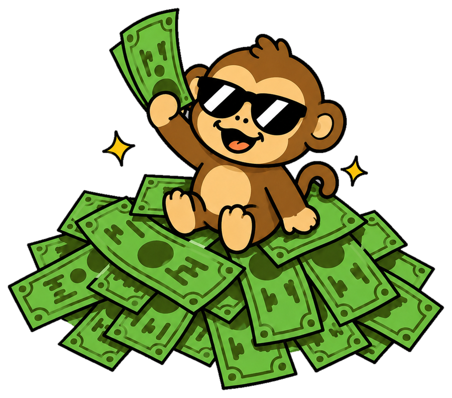 APERICH sitting on a pile of cash